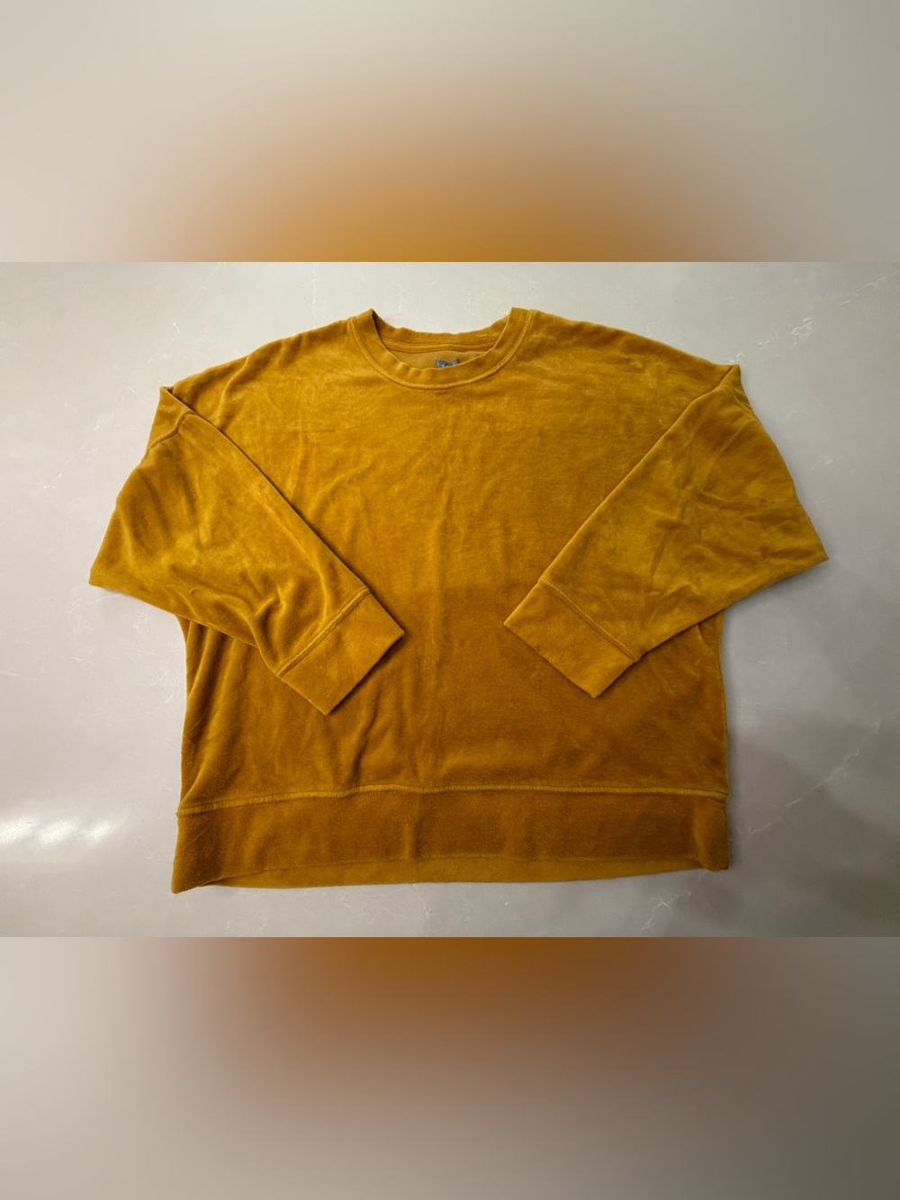 Aerie Mustard Yellow Velour Oversized Crewneck Sweatshirt Size M